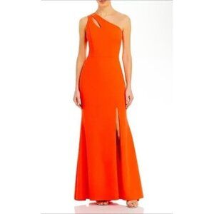 Xscape Dress Size 2 Formal Long Cocktail Evening Orange One Shoulder Orange Maxi